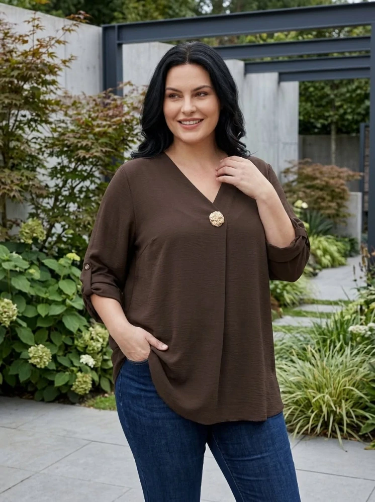 Elegantní hnědá tunika Soňa L1542