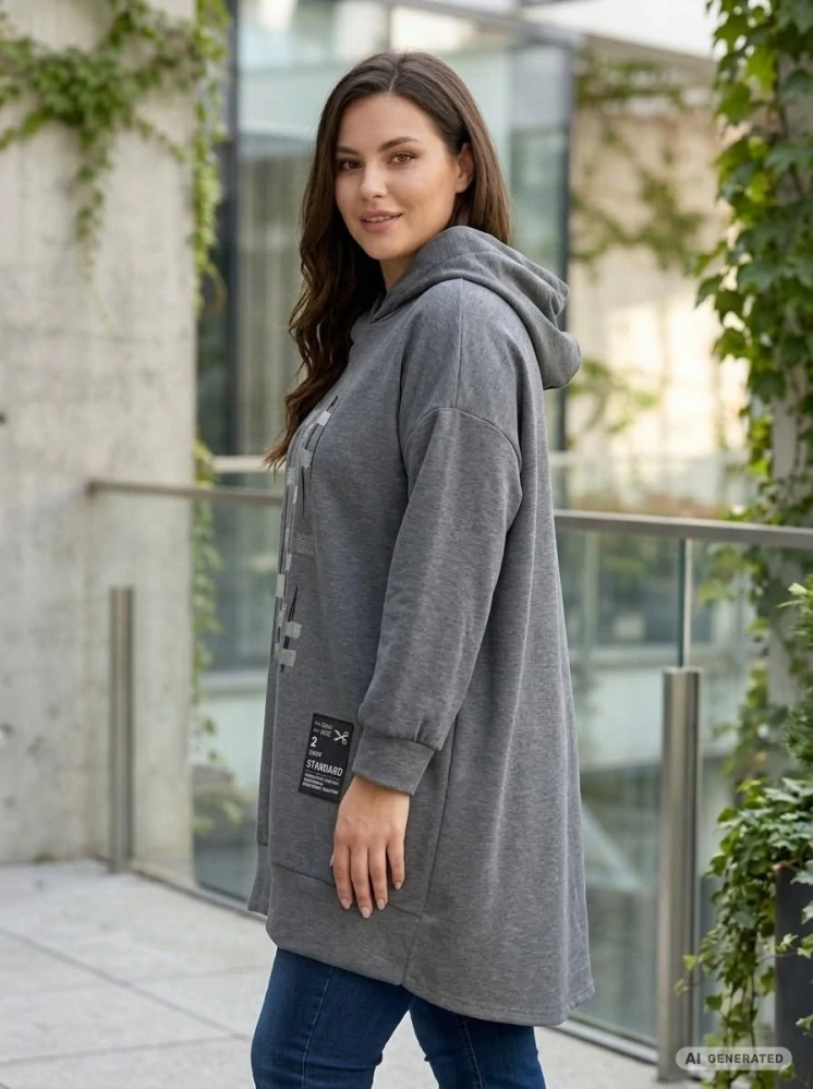 Dámská šedá dlouhá mikina Elča K805