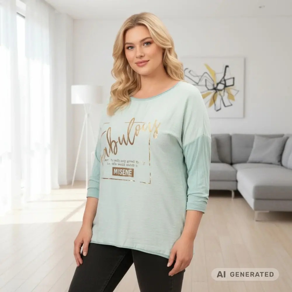 Dámské zelenkavé triko s dlouhým rukávem Anita Moda uni velikost L - XXL U1301