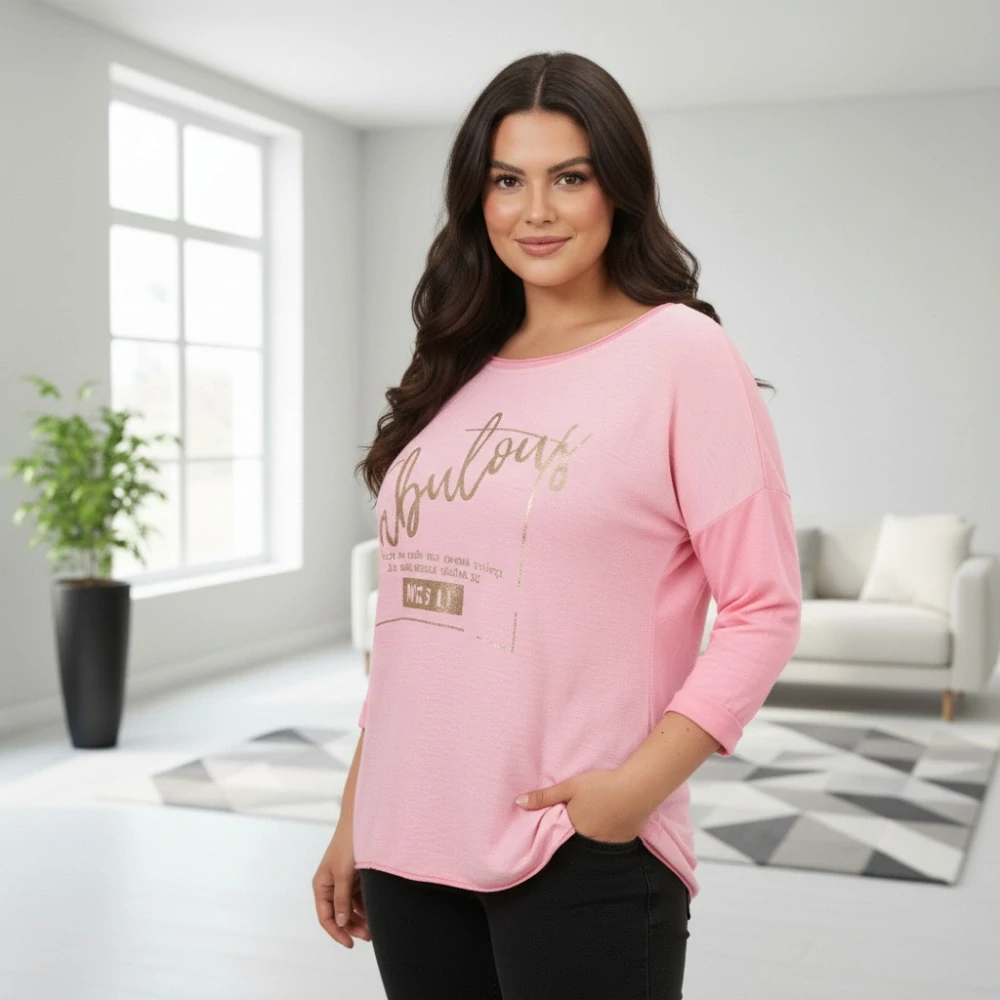 Dámské růžové triko s dlouhým rukávem Anita Moda uni velikost L - XXL U1302