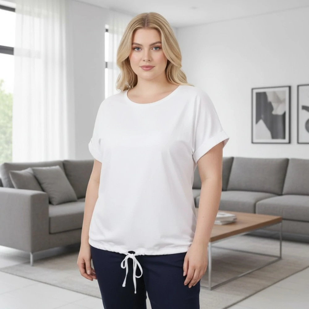 Dámské bílé triko nadměrná univerzální velikost XL - 3XL R1304
