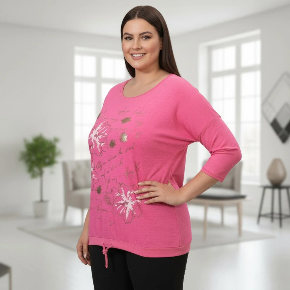 Dámské růžové triko s dlouhým rukávem Anita Moda uni velikost L - XXL U1320
