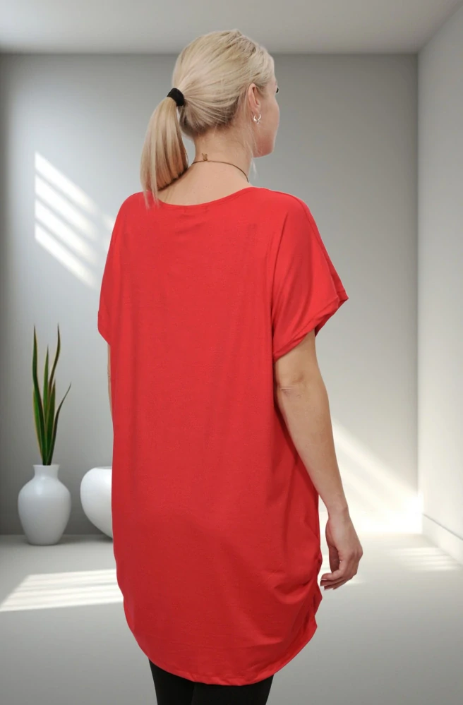Dámské červené šaty nadměrná univerzální velikost XL - XXXL R1325