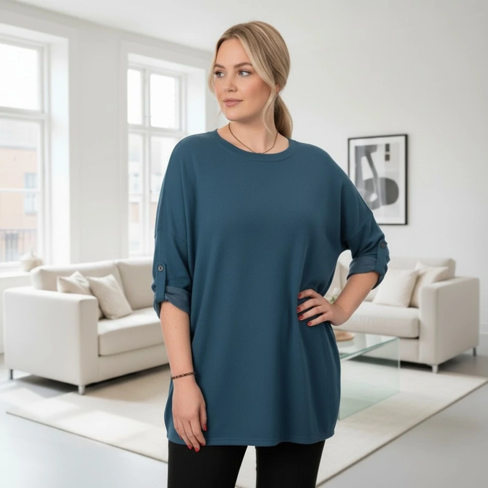 Dámský petrol svetr uni velikost XL - 4XL T1358