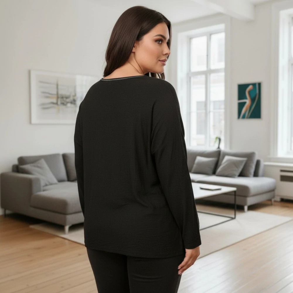 Dámské černé triko s dlouhým rukávem Anita moda uni velikost L-XXL U1393