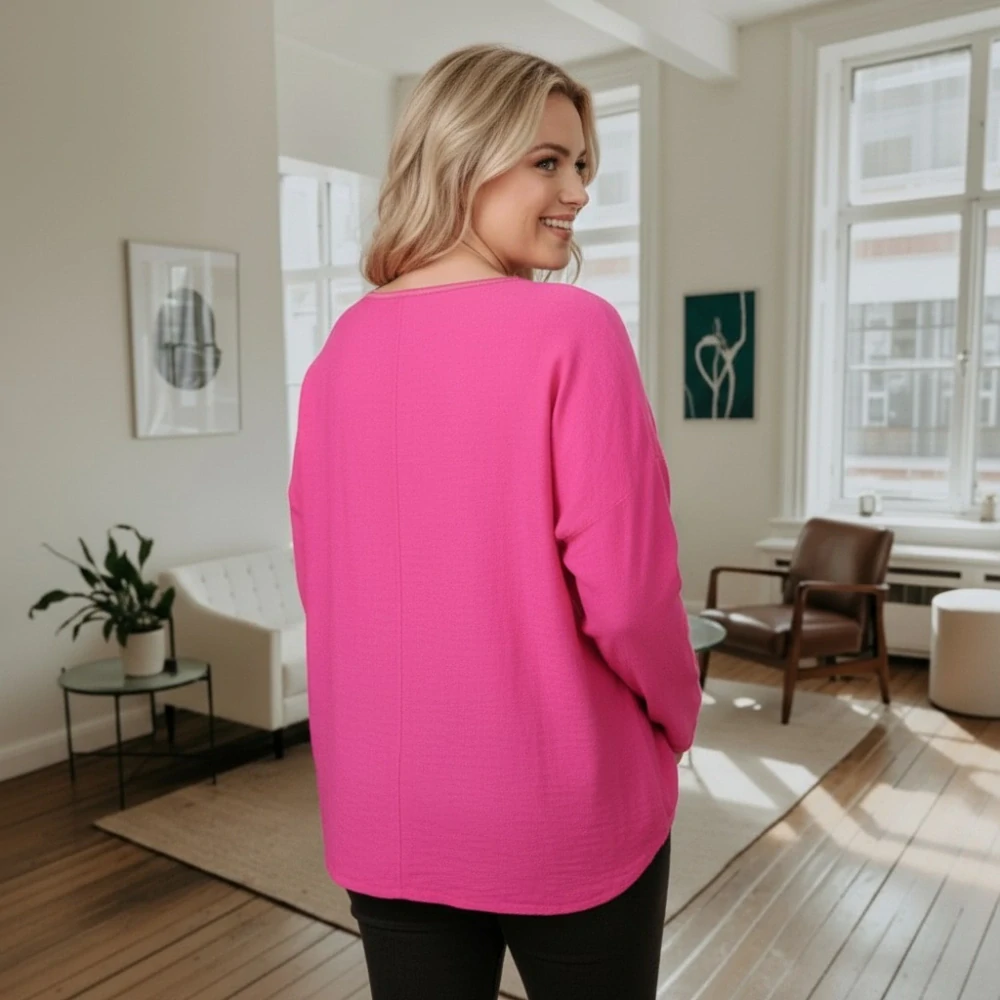 Dámské růžové triko s dlouhým rukávem Anita moda uni velikost L-XXL U1394