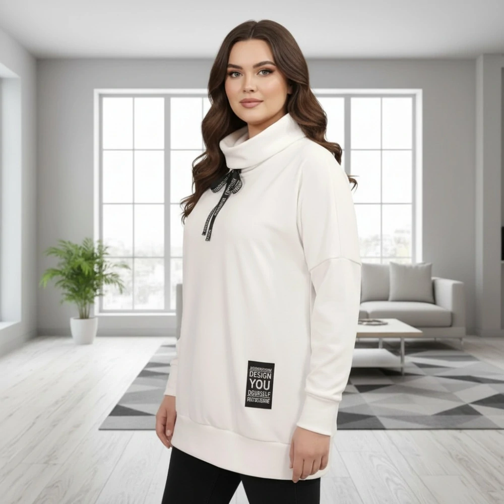 Dámská bílá mikina microfleece uni velikost L,XL,XXL - O1406