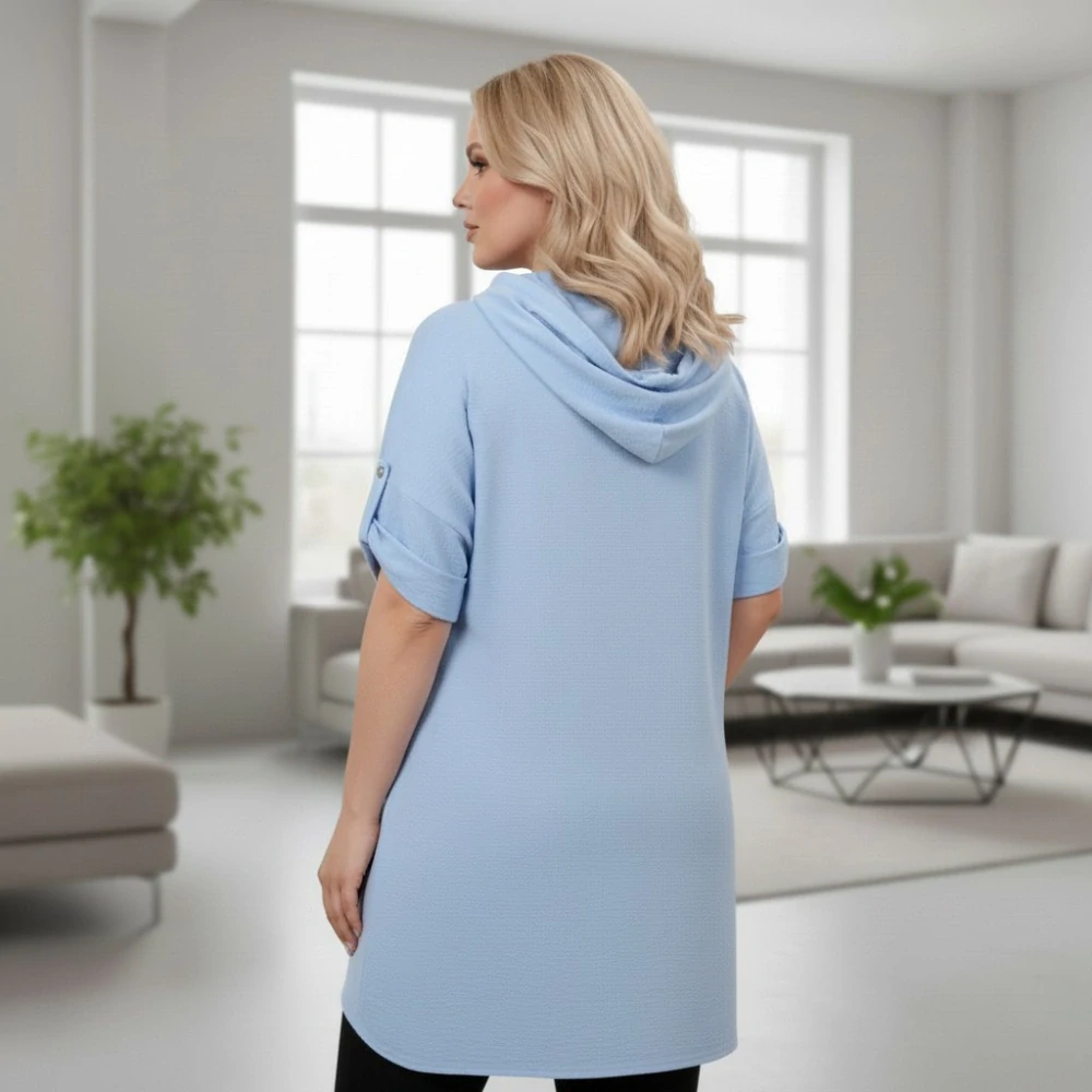 Dámská modrá tunika pro plnoštíhlé univerzální velikost XL - 3XL P1509