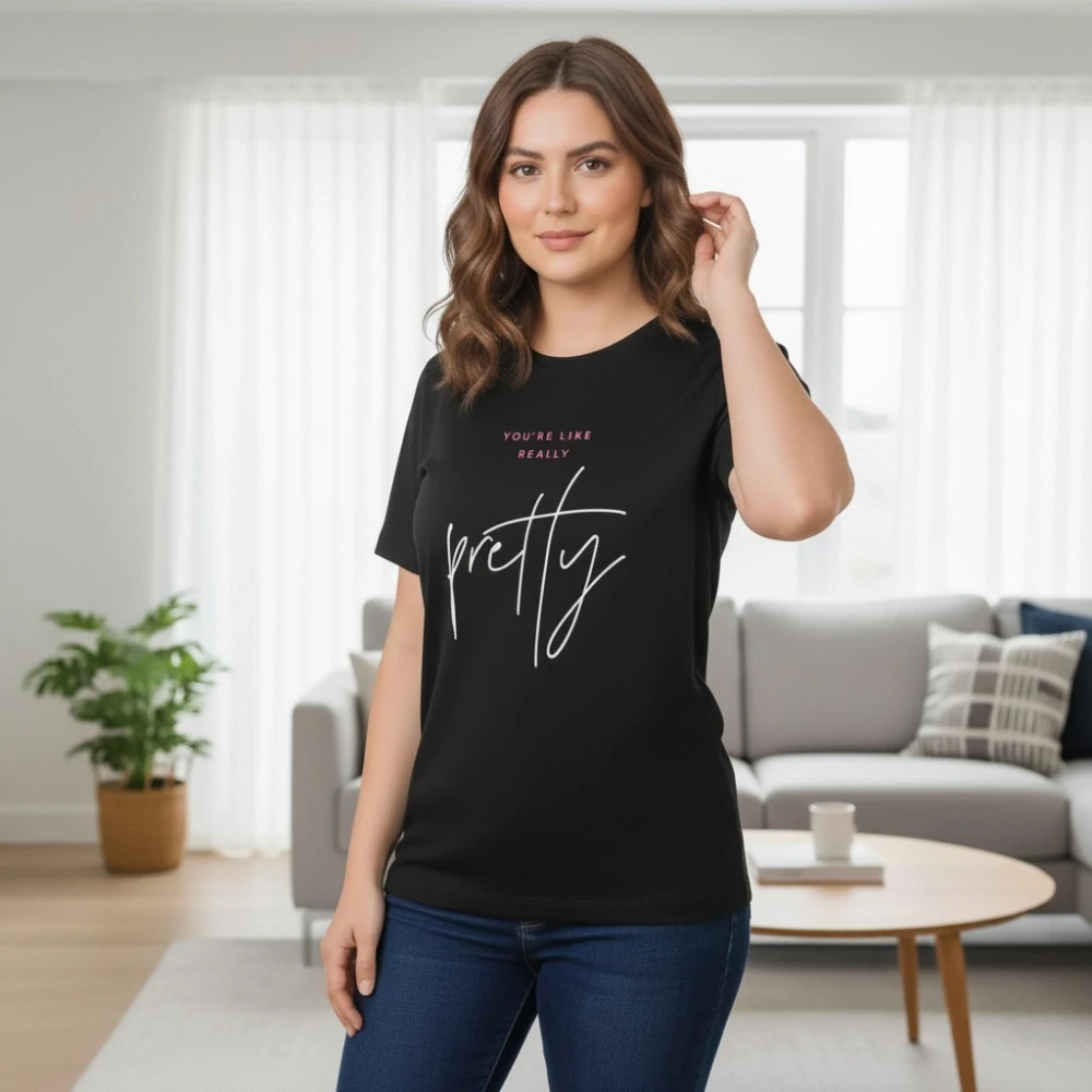 Dámské sportovní černé triko Benter s potiskem v nadměrných velikostech XL - 4XL R1528