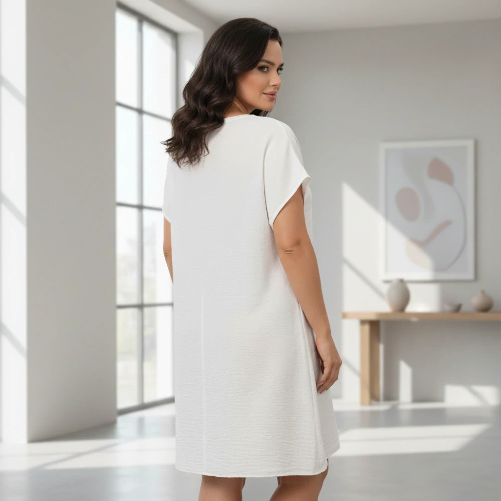 Dámské bílé letní šaty styl Italská móda uni velikost L-XXL Q1546