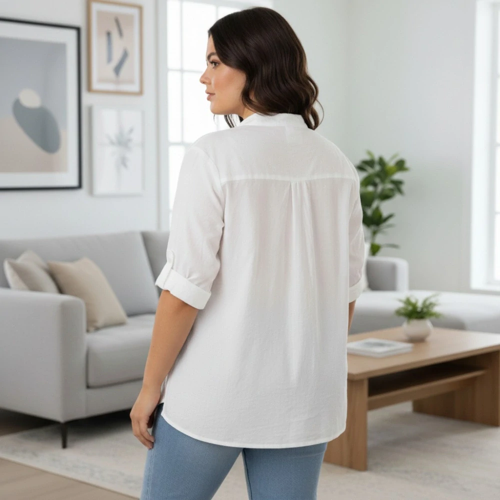 Dámská bílá bavlněná košile uni velikost L - XXL R1589