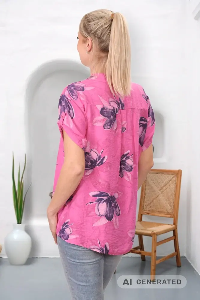 Dámská růžová bavlněná košile uni velikost L - XXL P1596
