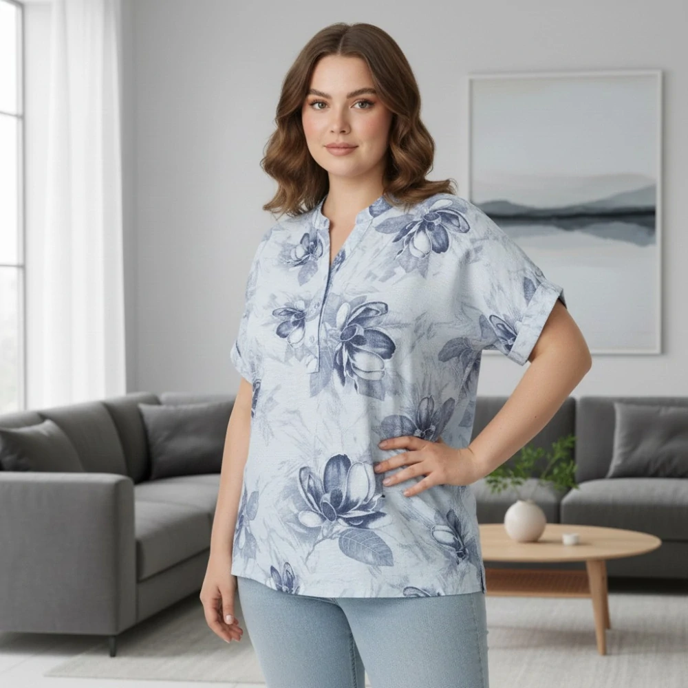 Dámská světle modrá bavlněná košile uni velikost L - XXL P1597