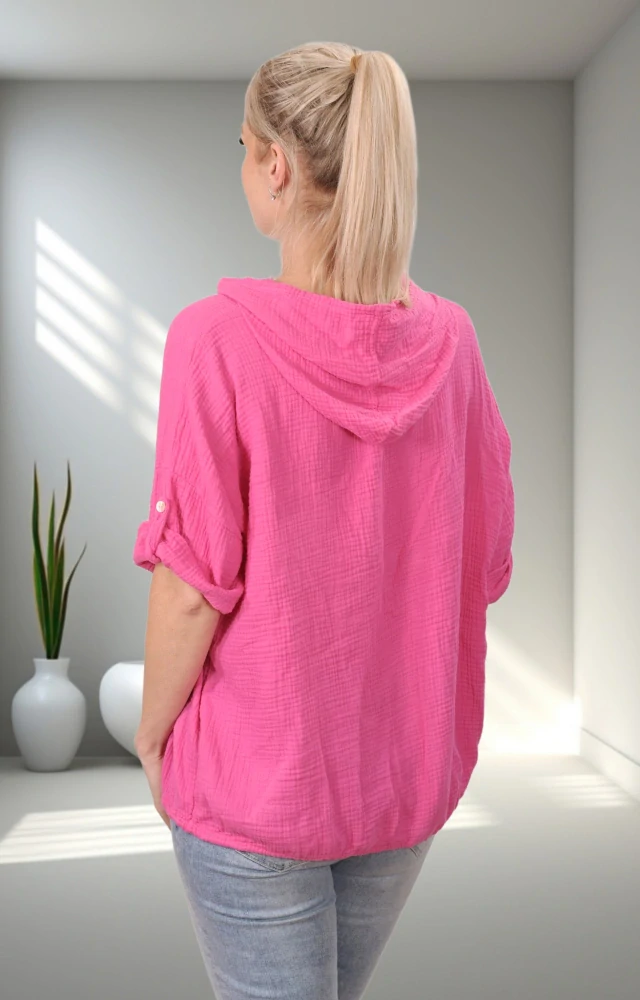 Dámská růžová bavlněná mušelínová mikina uni velikost XL-XXXL M1607