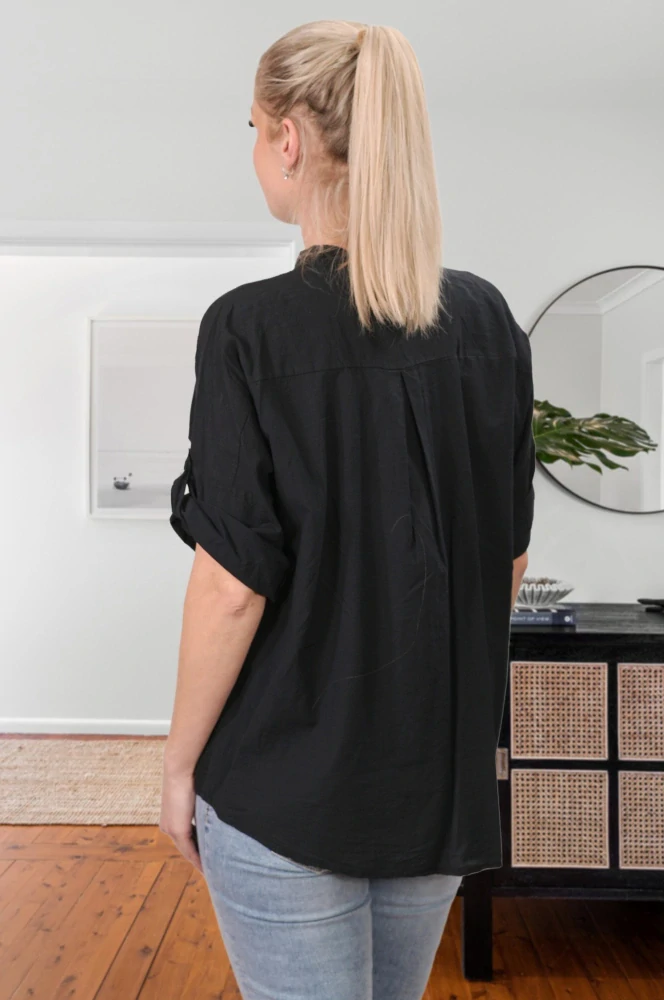 Dámská černá bavlněná košile uni velikost L - XXL P1621