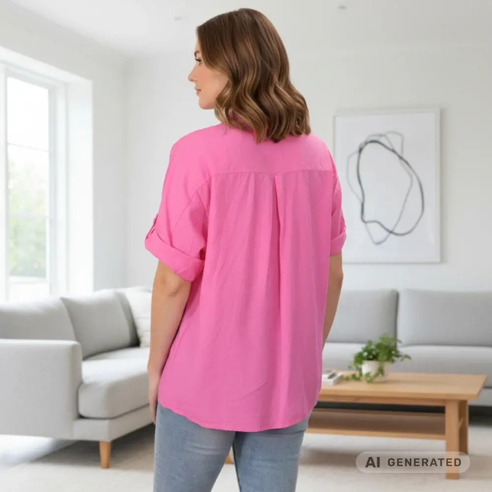 Dámská růžová bavlněná košile uni velikost L - XXL P1624