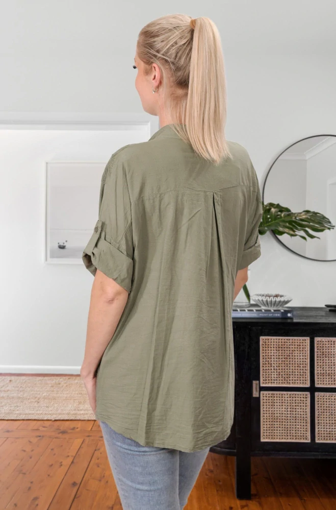 Dámská khaki bavlněná košile uni velikost L - XXL P1625