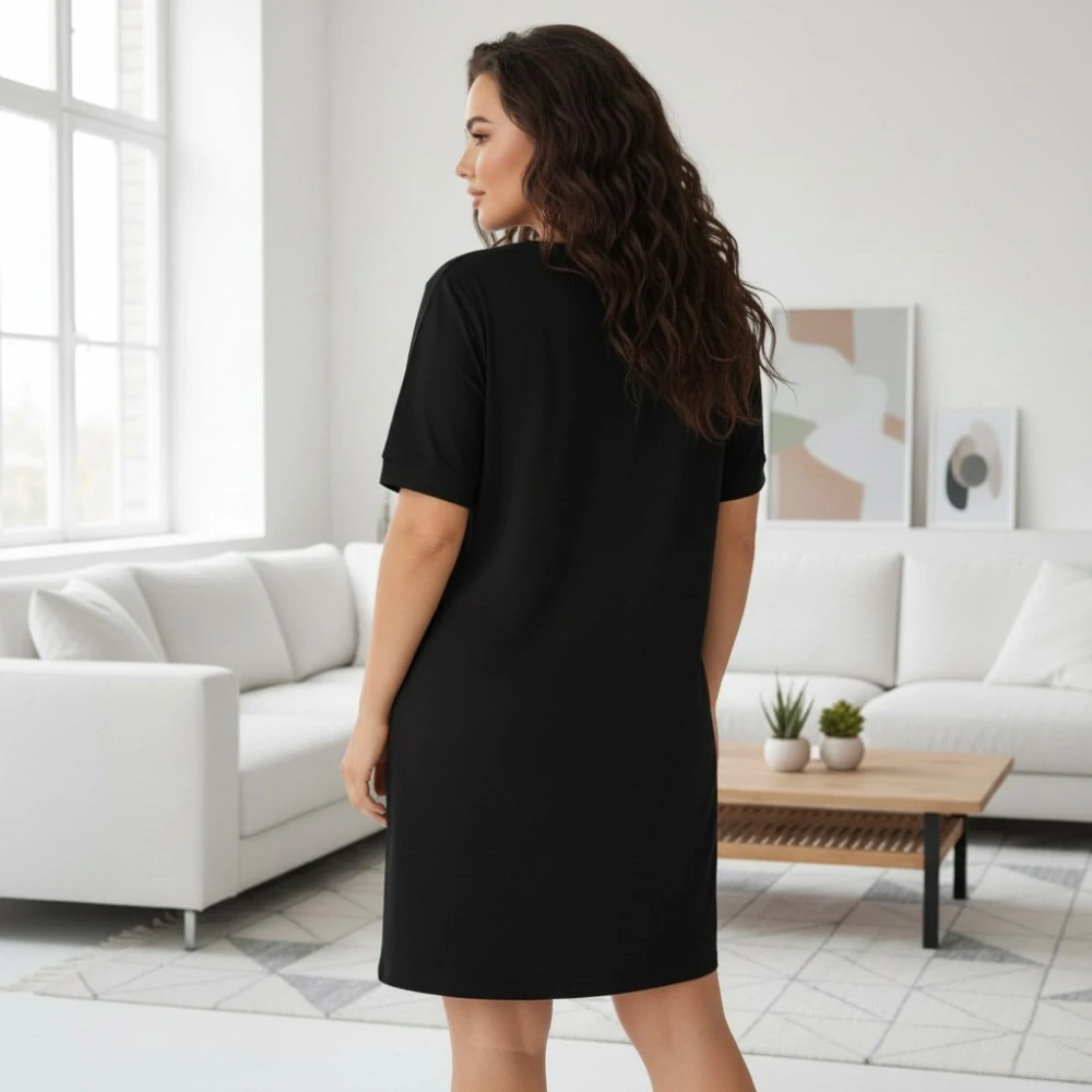 Dámské černé šaty nadměrná uni velikost L - XXXL P1638
