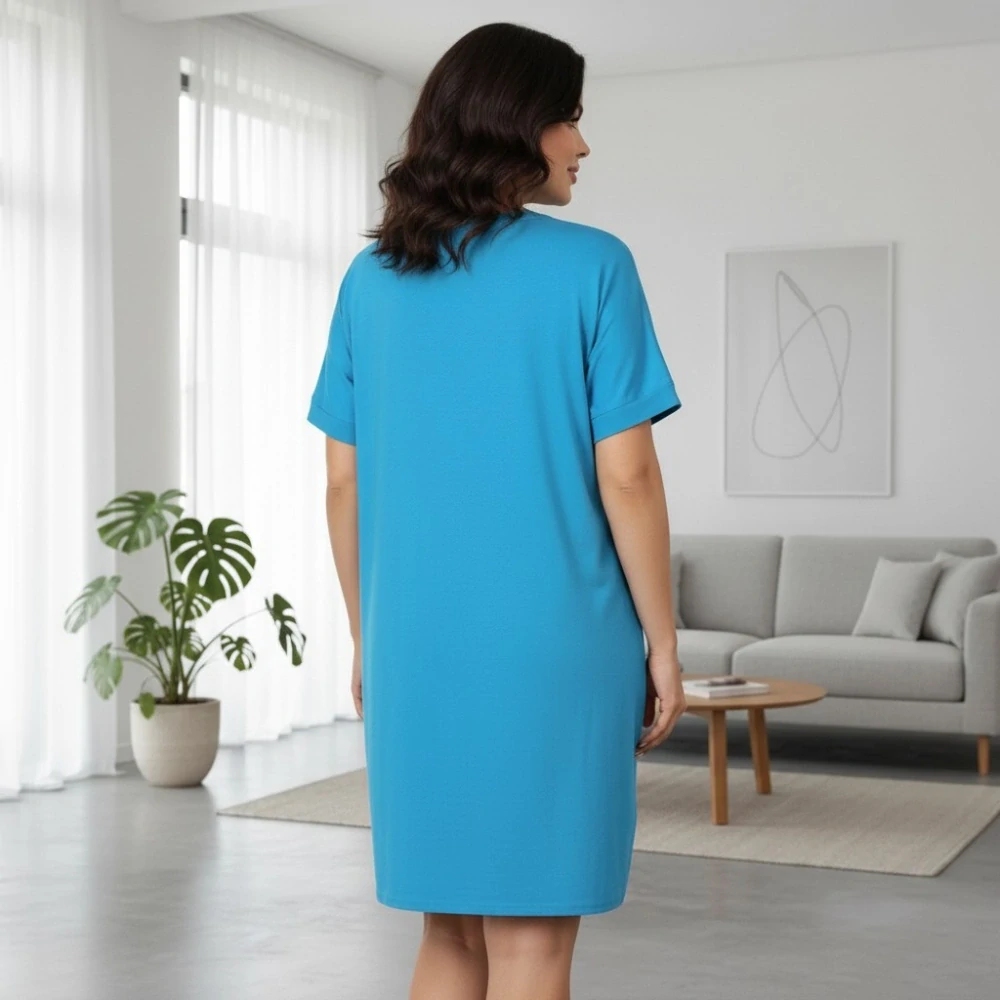 Dámské světle modré šaty nadměrná uni velikost L - XXXL P1641