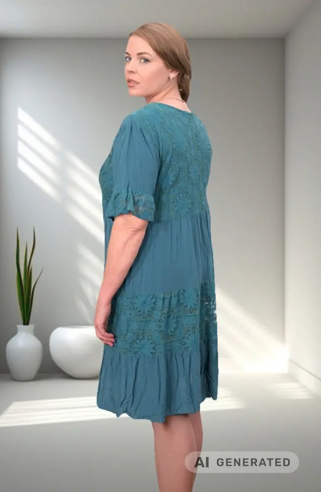 Dámské zelené letní šaty s krajkou uni velikost L-XXL N1655