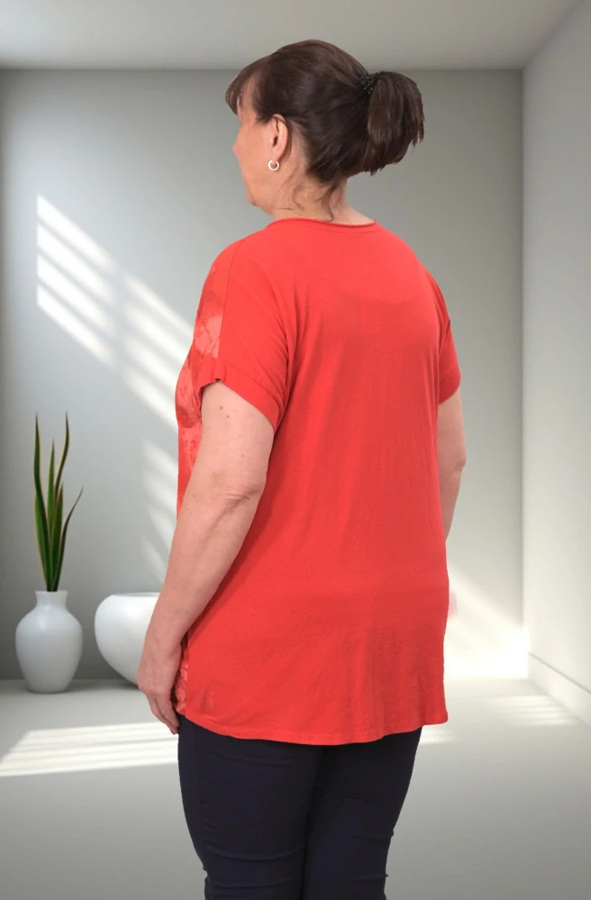 Dámské červené triko na stažení uni velikost L - XXL S1671