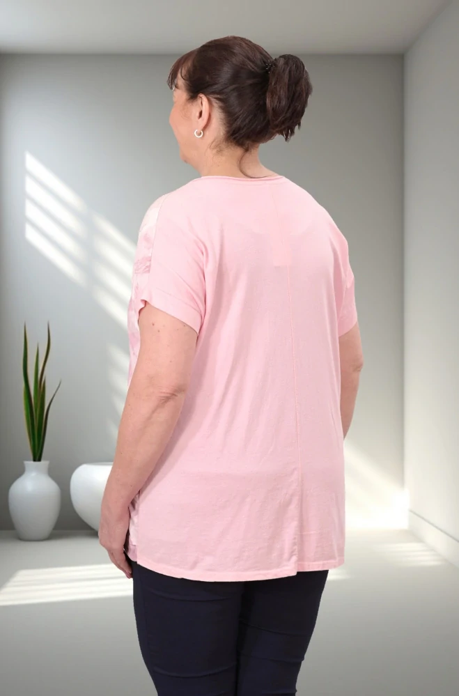 Dámské růžové triko na stažení uni velikost L - XXL S1675