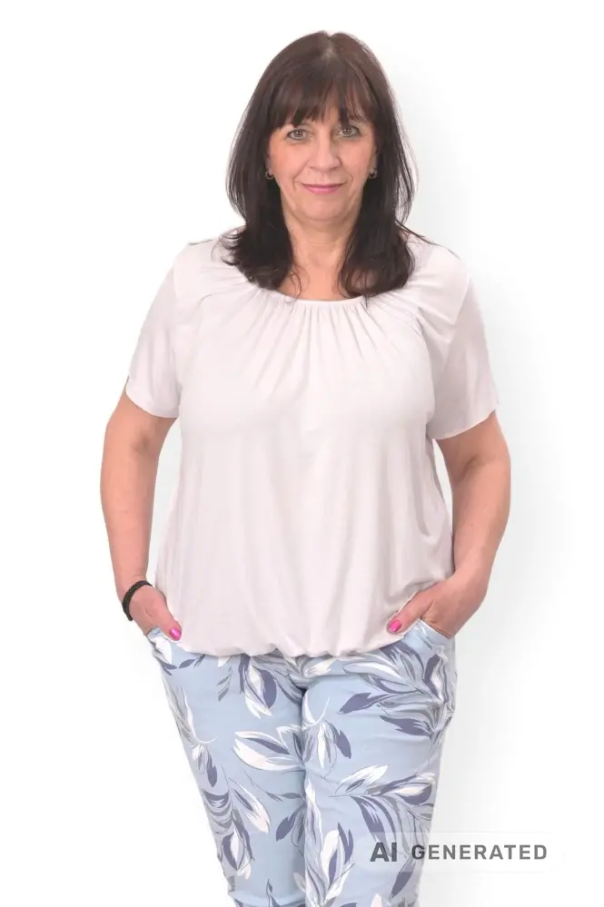 Dámské bílé triko do gumy Italy moda univerzální velikost L - 4XL P1690