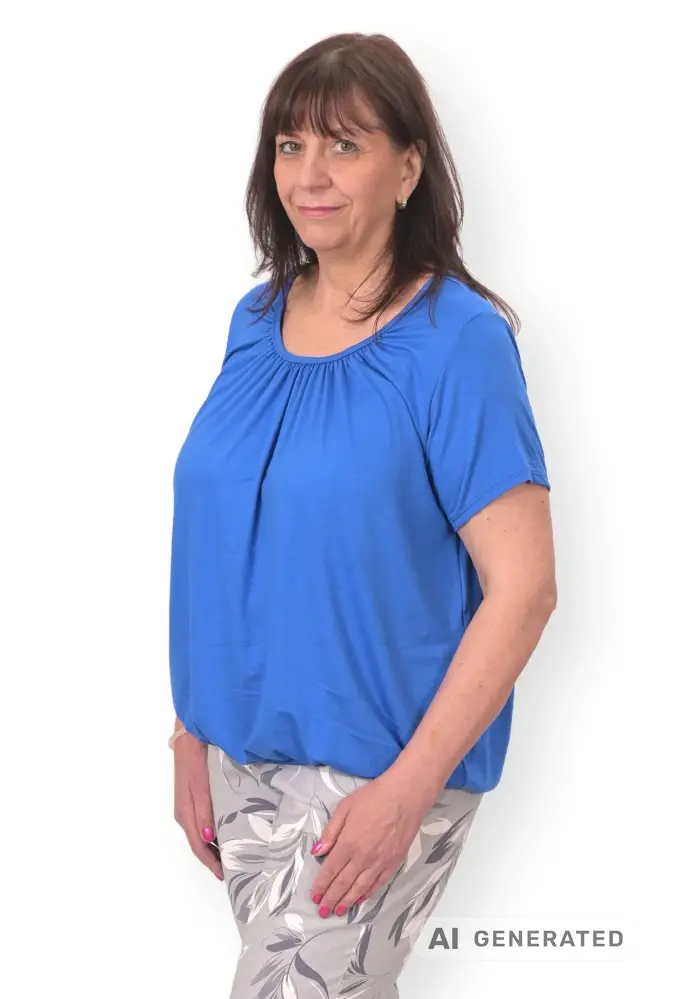 Dámské modré triko do gumy Italy moda univerzální velikost L - 4XL P1693
