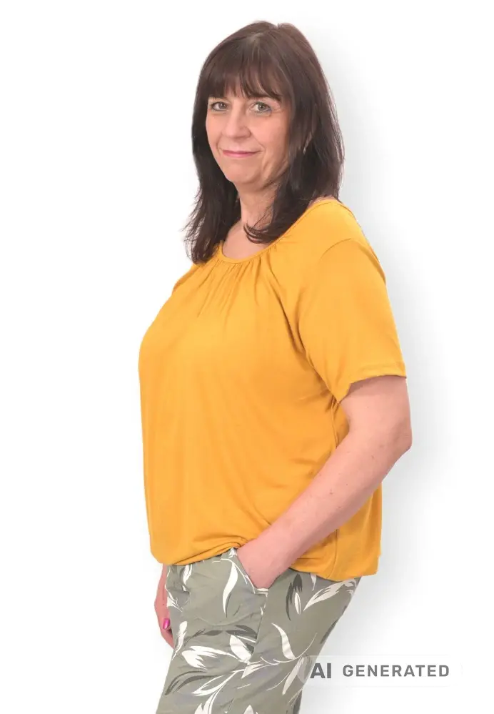 Dámské okrové triko do gumy Italy moda univerzální velikost XXL - XXXL P1697