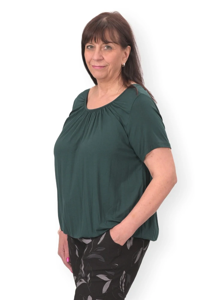 Dámské tmavě zelené triko do gumy Italy moda univerzální velikost L - 4XL P1698