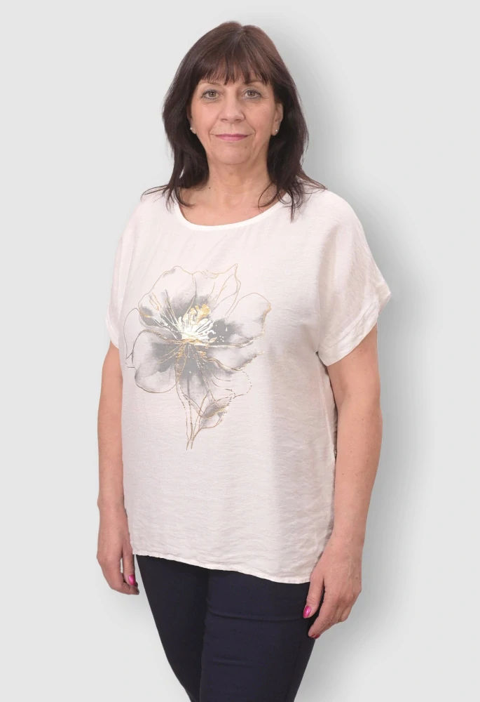 Dámské bílé triko Role fashion Italy moda univerzální velikost XL - XXL O2499