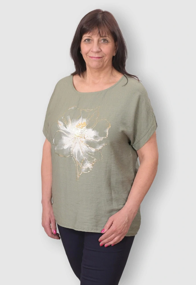 Dámské zelené triko Role fashion Italy moda univerzální velikost L - XXL O2495