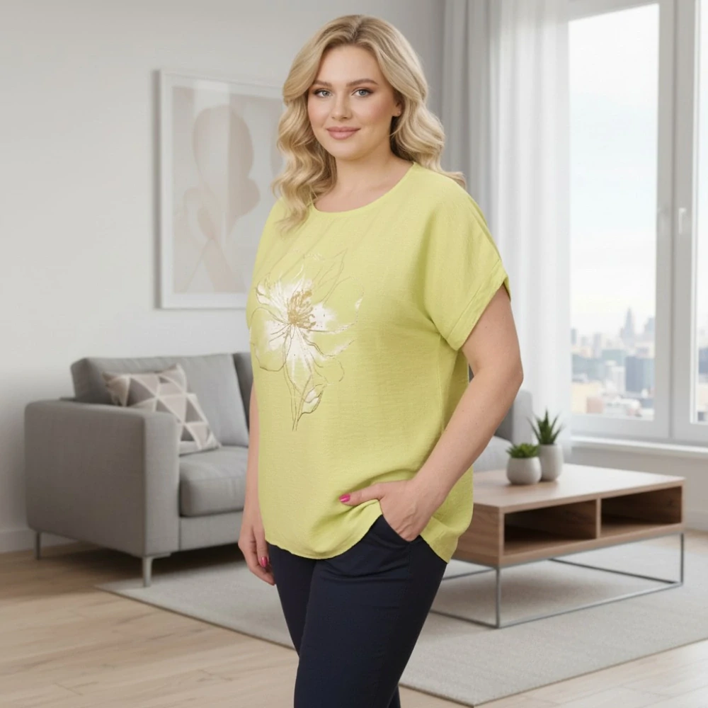Dámské žluté triko Role fashion Italy moda univerzální velikost XL - XXL O2493