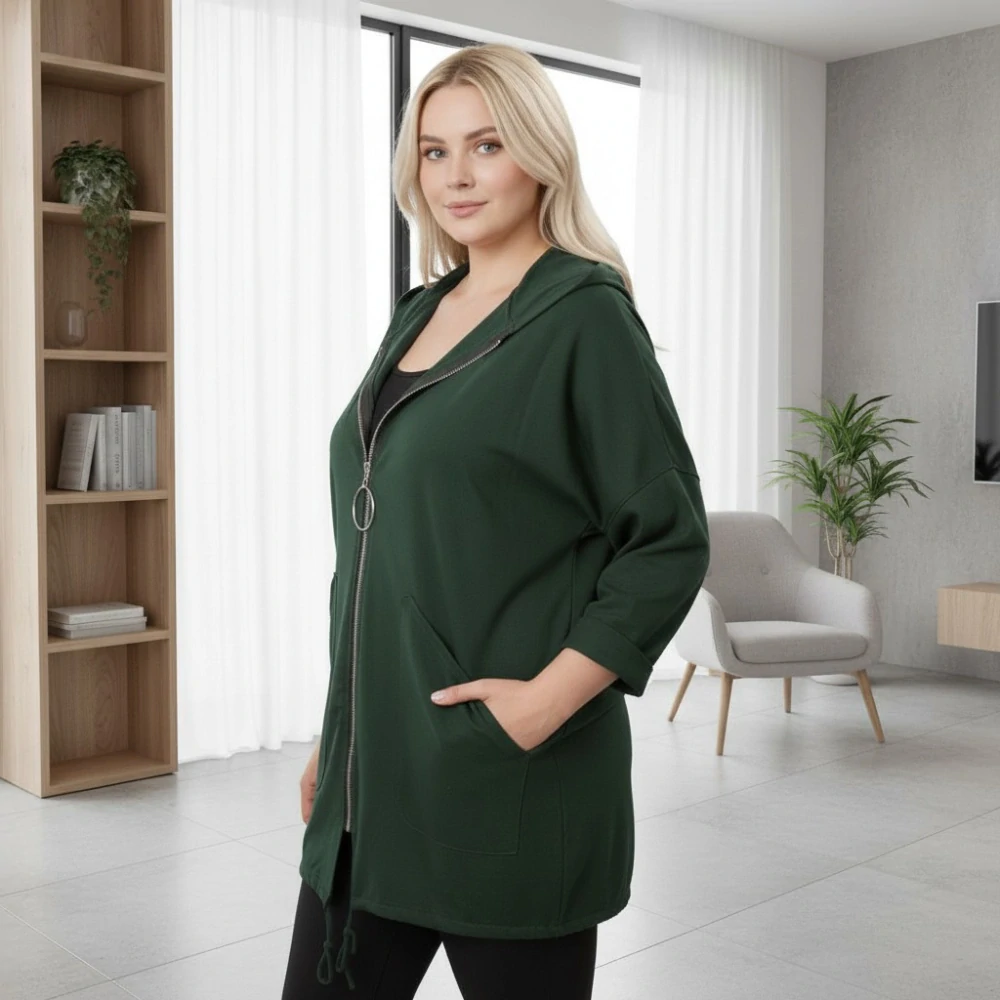 Dámská zelená mikina v nadměrné univerzální velikosti až 3XL P1165