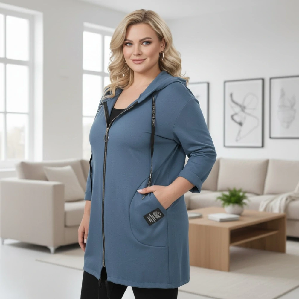 Dámská petrol dlouhá mikina v univerzální velikosti L-XXL L1998