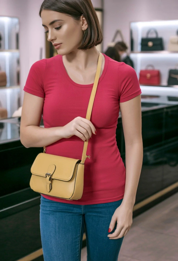 Malá kabelka David Moda s klopou žlutá L4982