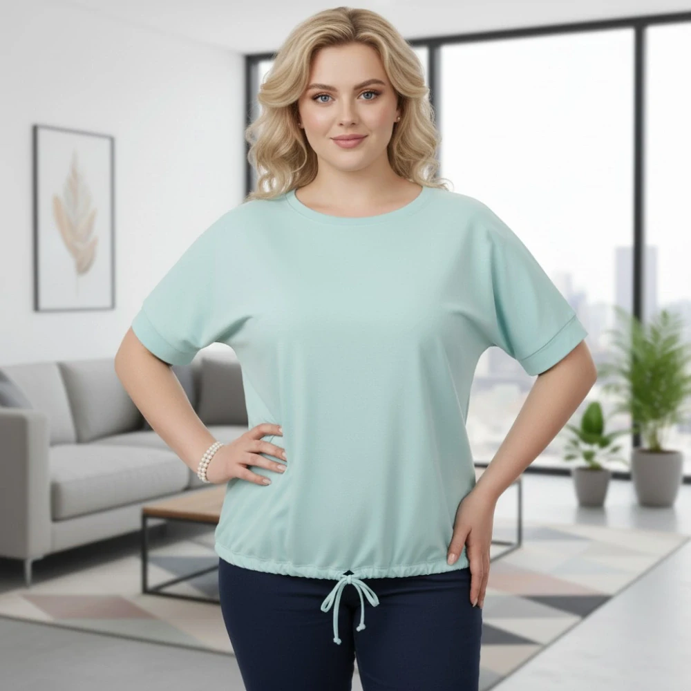Dámské světle tyrkysové triko nadměrná univerzální velikost XL - 3XL R1306