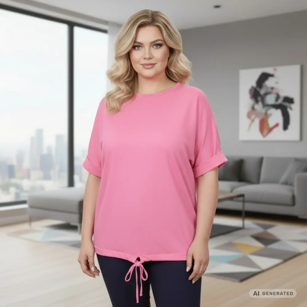 Dámské růžové triko nadměrná univerzální velikost XL - 3XL R1315