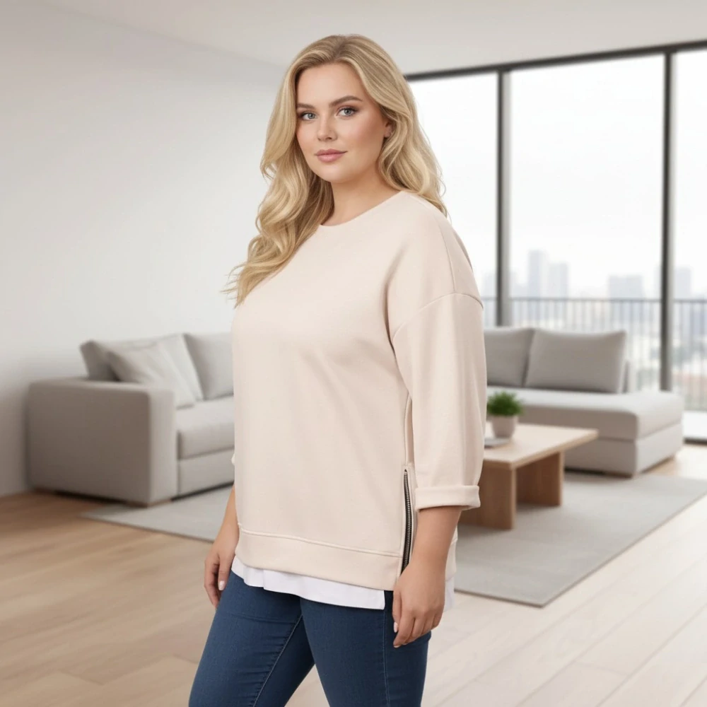 Dámská béžová mikina oversize velikost