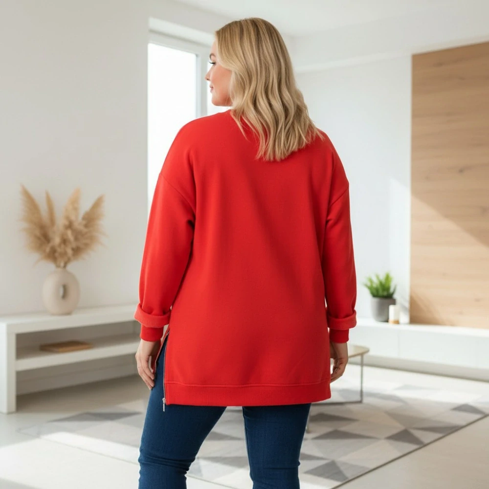 Dámská červená mikina oversize velikost