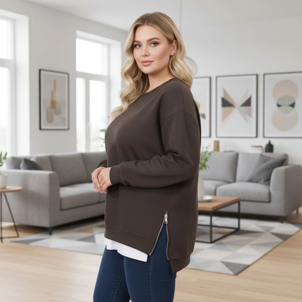 Dámská hnědá mikina oversize velikost
