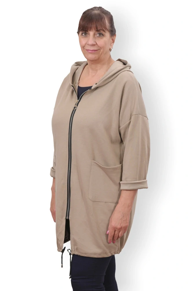Dámská béžová dlouhá mikina nadměrná uni velikost XL-XXXL L1994