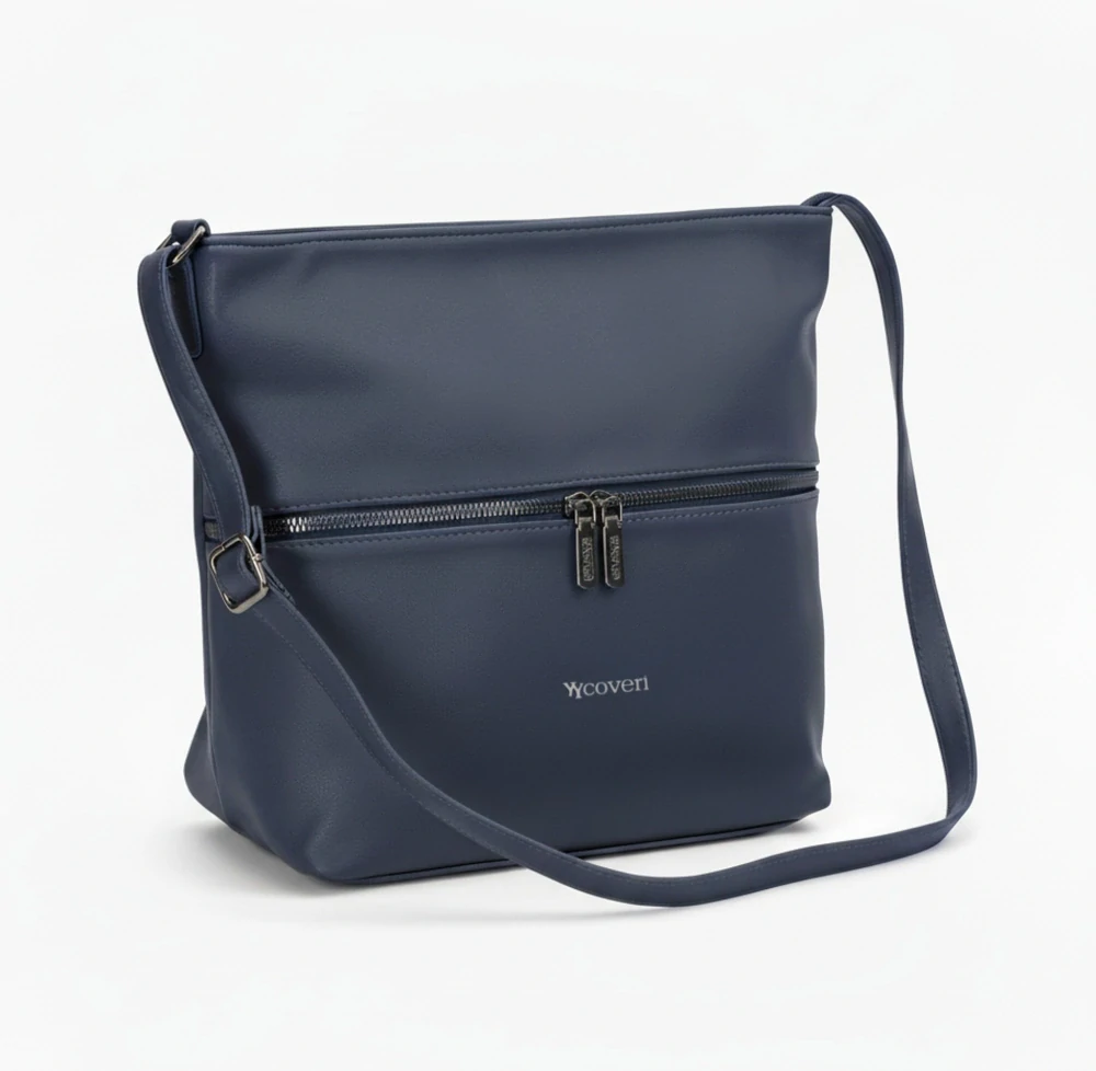 Dámská crossbody kabelka Coveri – modrá, elegantní s přední kapsou na zip