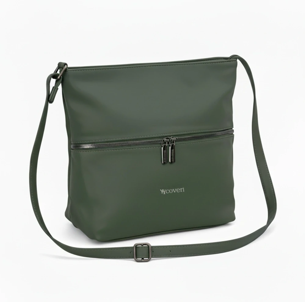 Dámská crossbody kabelka Coveri – zelená, elegantní s přední kapsou na zip
