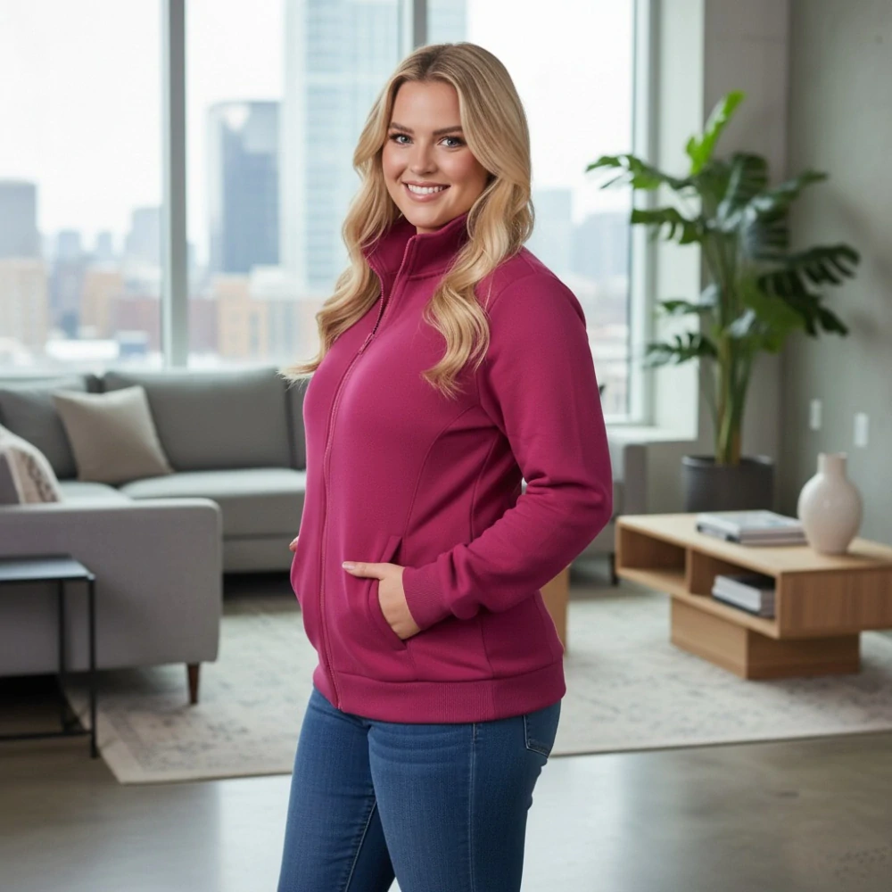 Dámská růžová mikina Benter 55066  XL-4XL 