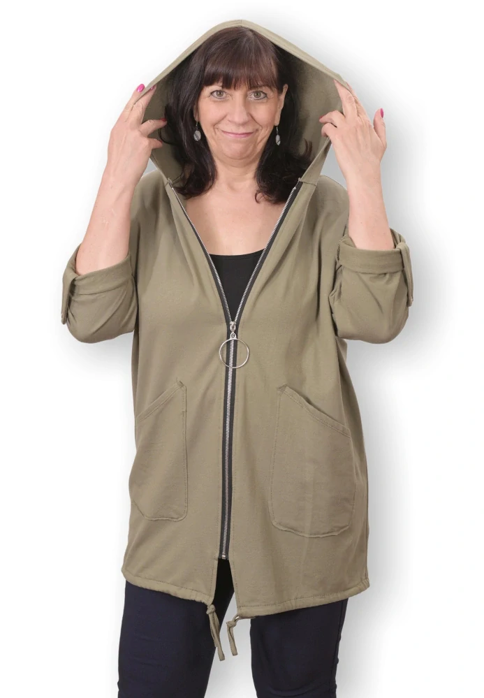 Dámská khaki mikina v nadměrné univerzální velikosti až 3XL P1161