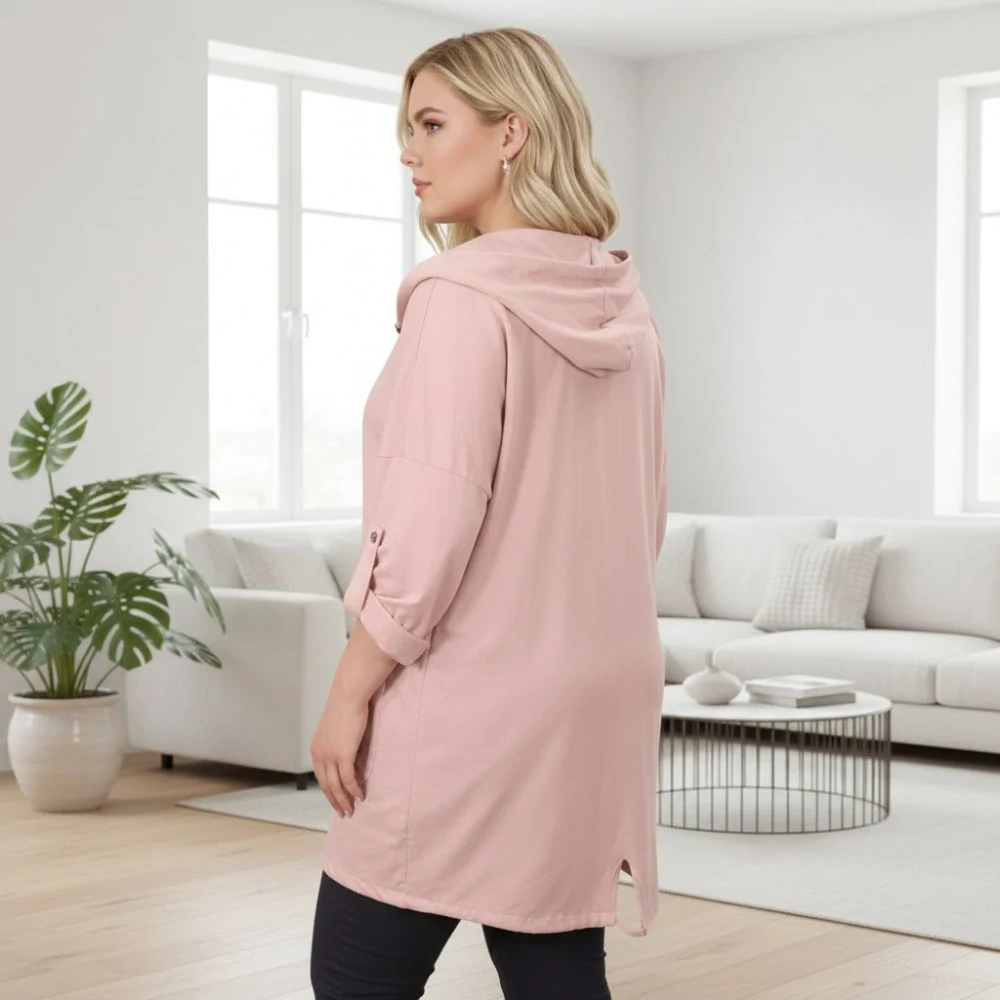 Dámská růžová mikina v nadměrné univerzální velikosti až 3XL P1162