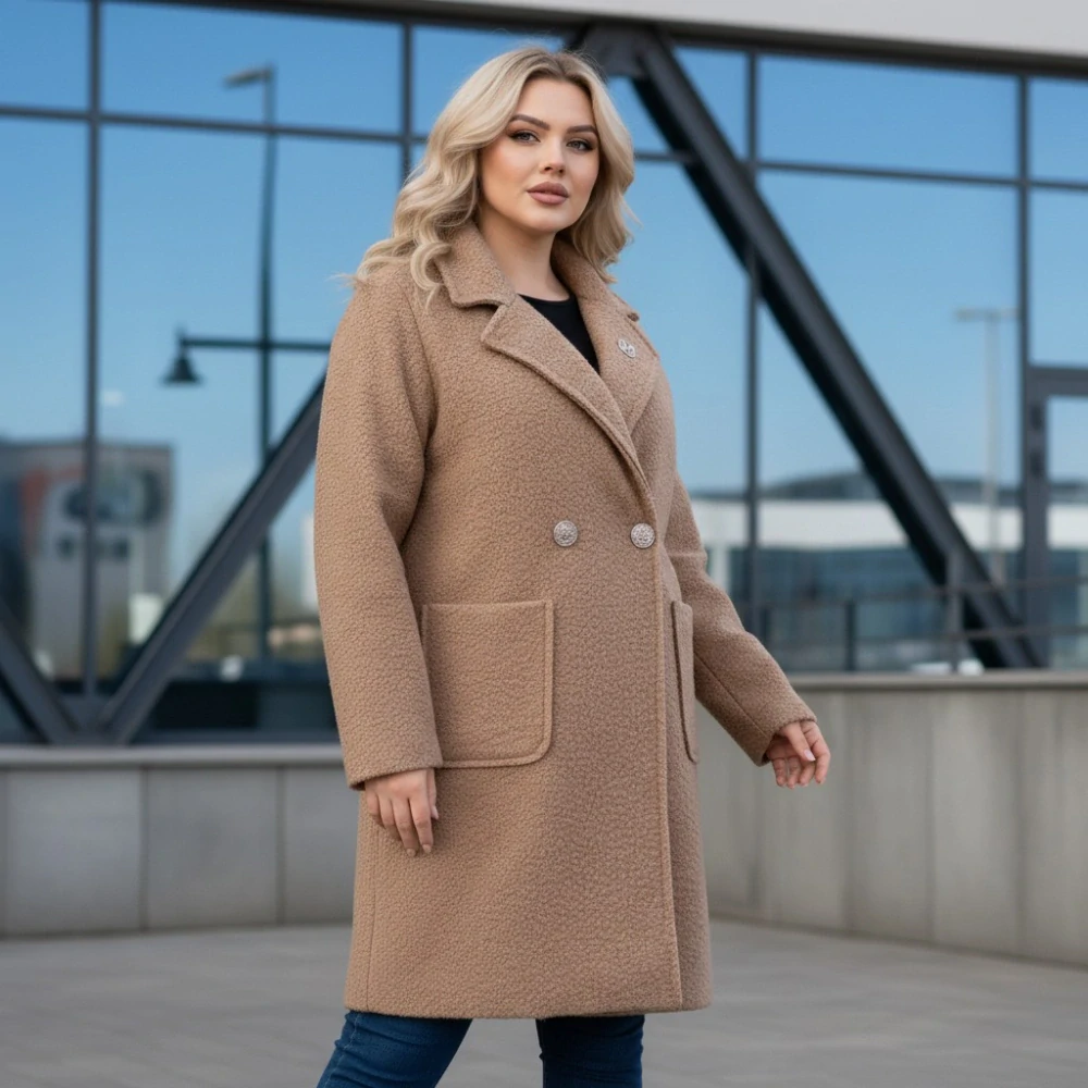 Dámský jarní světle hnědý kabát Liz uni M-XXL-978