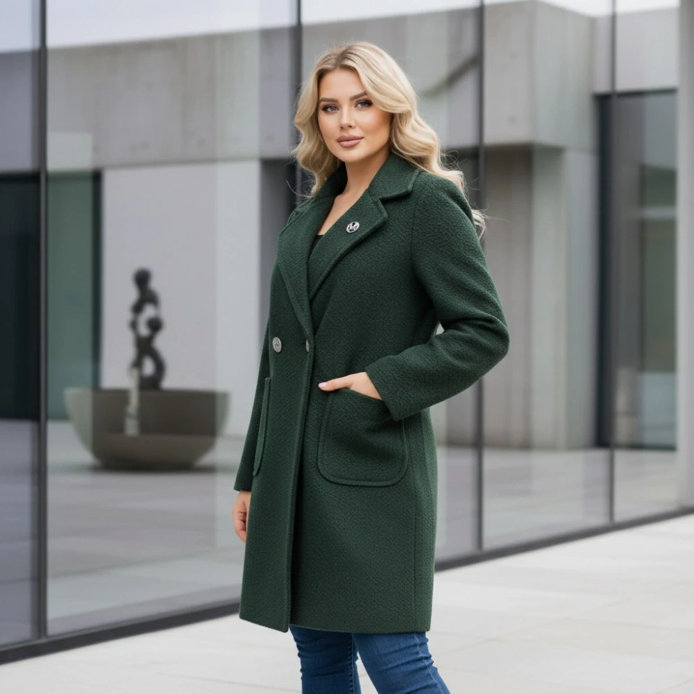 Dámský jarní zelený kabát Liz uni M-XXL-977