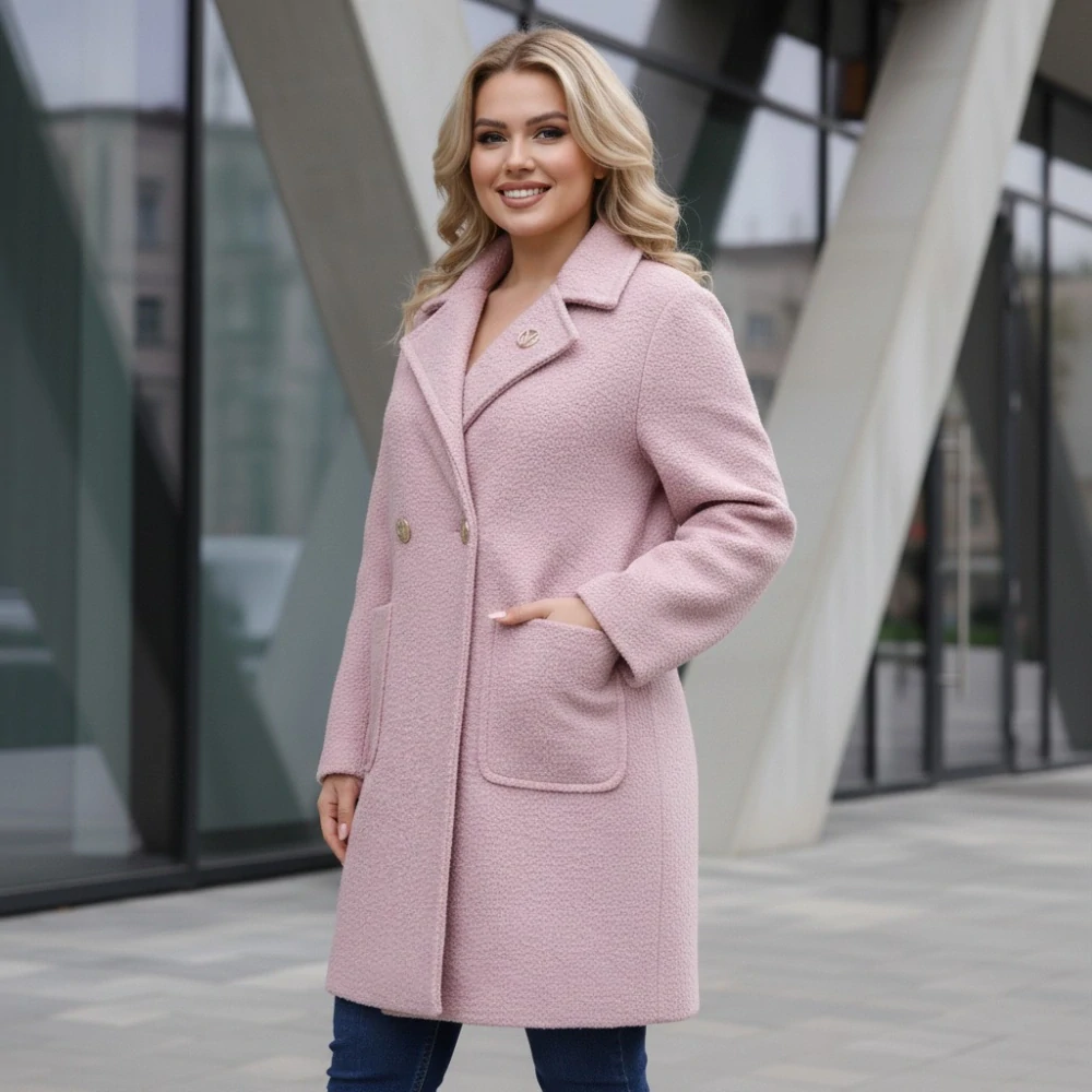 Dámský jarní světle růžový kabát Liz uni M-XXL-976